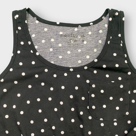 Rebellious One Junior’s Polka Dot Tank Top Black Small - Picture 4 of 7